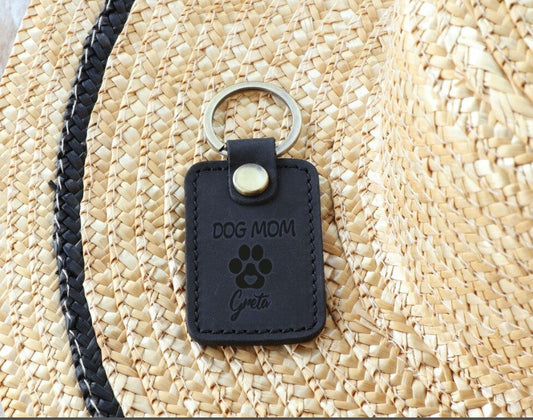 Personalized Dog Name Keychain , Leather Key Fob
